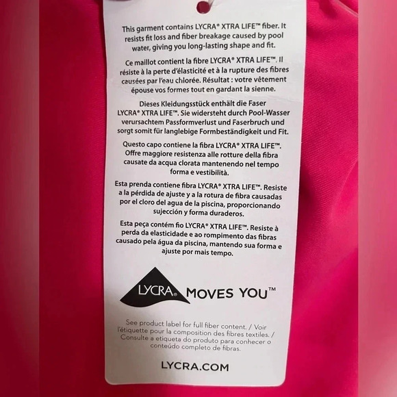 NWT Lands' End Chlorine Resistant 1 or 2 Shoulder Strap Pink Swim Top, Sz XS 2-4 - Picture 3 of 5